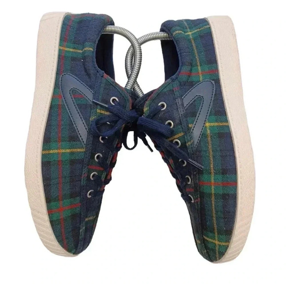 Tretorn Tartan Green Plaid Lace Up Sneakers Size  10 - Picture 4 of 11